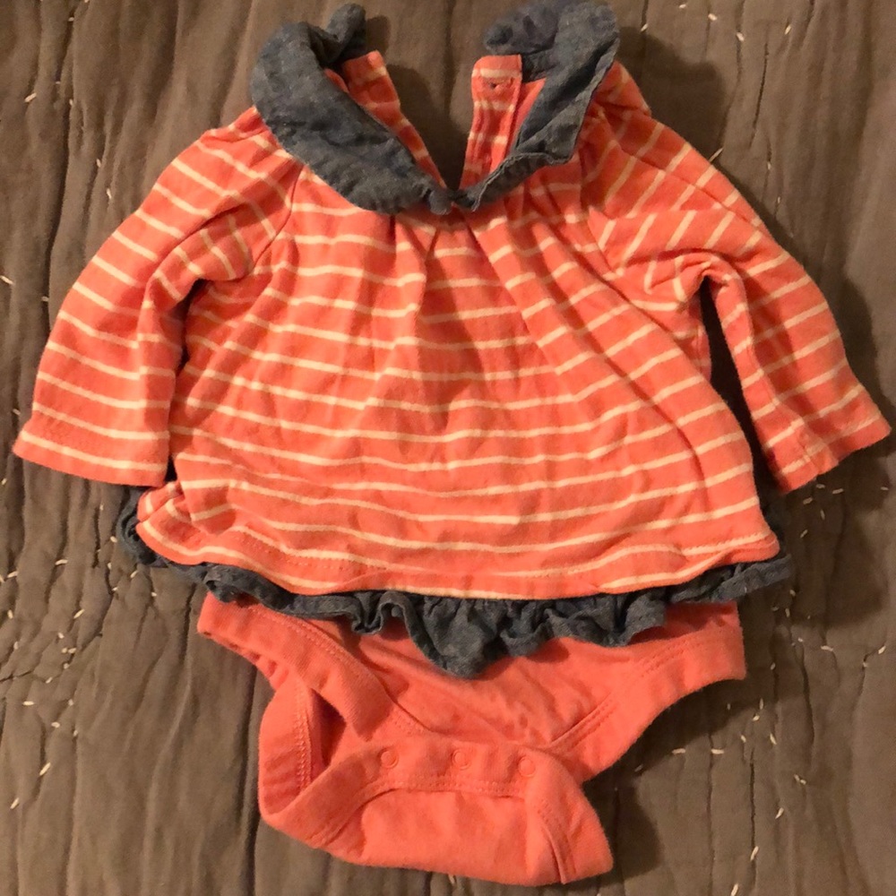 Baby gap onesie with chambray collar and ruffle